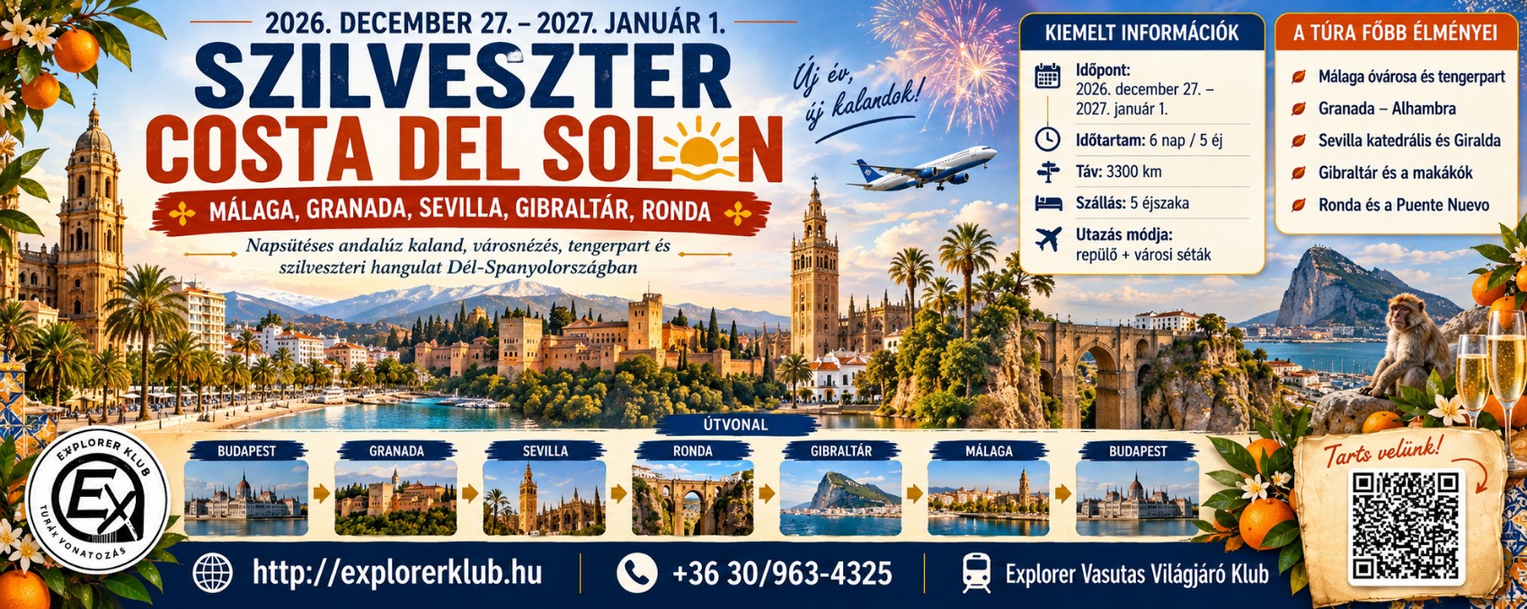 Szilveszter Andalúziában – Málaga, Granada, Sevilla, Ronda és Gibraltár